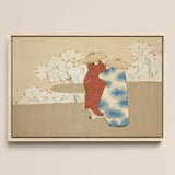Hanami Season - Kamisaka Sekka Art Print / Canvas Framed Japanese-style Artwork Two Figures Traditional Attire Red Kamisaka Sekka’s Hanami,