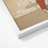 White Framed Art Print Traditional Japanese-style Illustration Red Kamisaka Sekka’s Hanami, Meiji Era Rinpa Revival, Season
