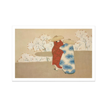 Hanami Season - Kamisaka Sekka Art Print, Figure Red Robe Blue Cloud-patterned Garment
