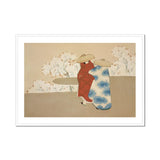 Hanami Season - Kamisaka Sekka Art Print, Red-robed Figure Stands Blue White Patterned Vase