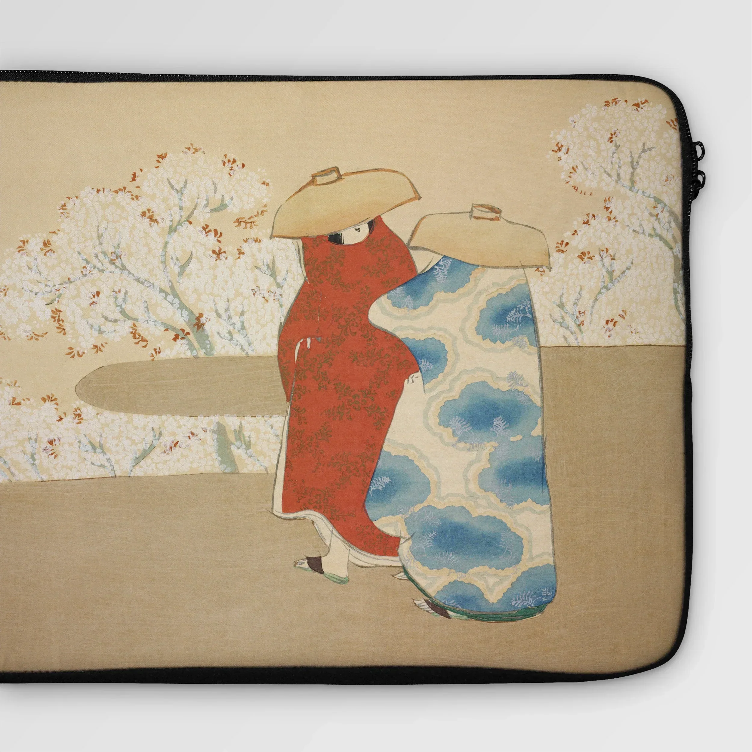 Hanami Season - Kamisaka Sekka Meiji Art Laptop Sleeve, Laptop Sleeve Japanese-inspired Print Kimono Designs