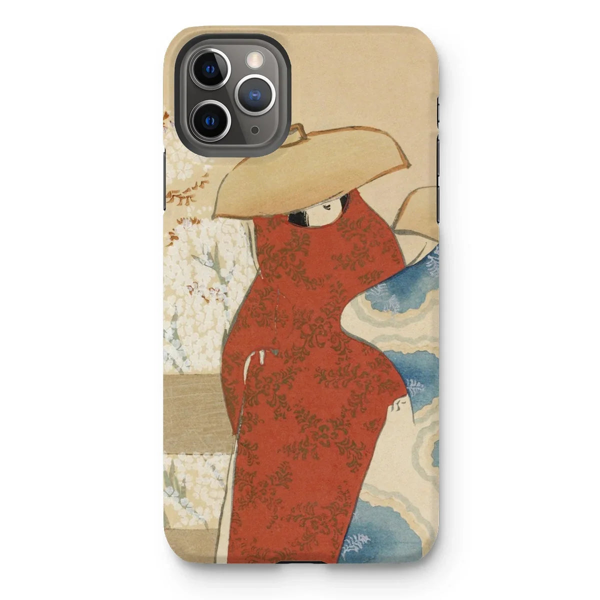 Hanami Season - Kamisaka Sekka Meiji Iphone Case, 11 Pro Max / Matte, Phone Case Artistic Design Figure Red Dress Wide-brimmed