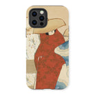 Hanami Season - Kamisaka Sekka Meiji Iphone Case, 13 Pro / Matte, Phone Case Artistic Illustration Figure Red Dress Wide-brimmed