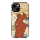 Hanami Season - Kamisaka Sekka Meiji Iphone Case, 14 Plus / Matte, Iphone Case Artistic Print Figure Red Dress Wide-brimmed