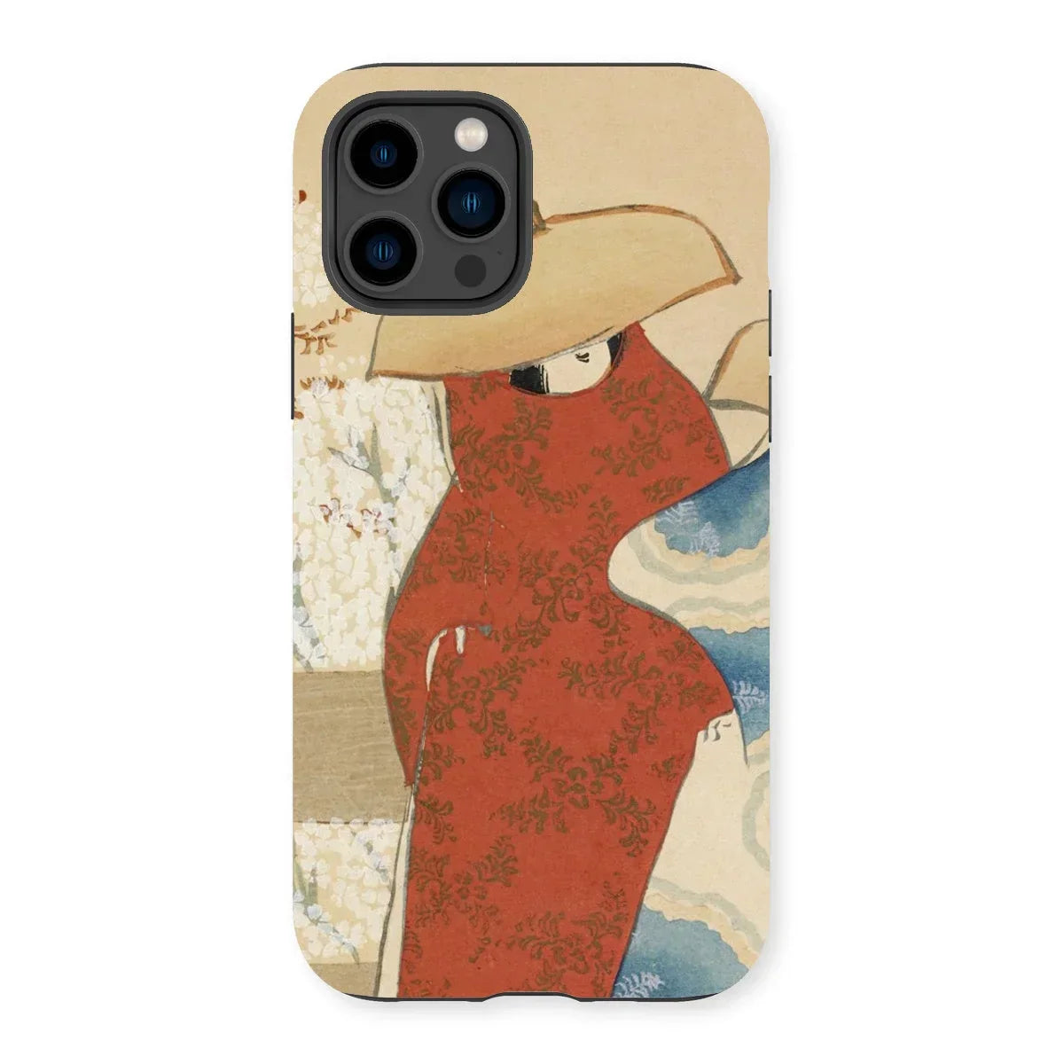 Hanami Season - Kamisaka Sekka Meiji Iphone Case, 14 Pro / Matte, Artistic Phone Case Stylized Figure Red Dress Wide-brimmed