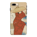Hanami Season - Kamisaka Sekka Meiji Iphone Case, 8 Plus / Matte, Phone Case Artistic Illustration Figure Red Dress Wide-brimmed