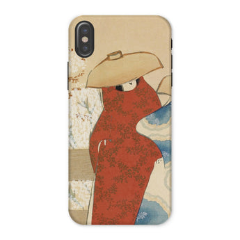 Hanami Season - Kamisaka Sekka Meiji Iphone Case, x / Matte, Phone Case Artistic Illustration Figure Red Kimono Wide-brimmed