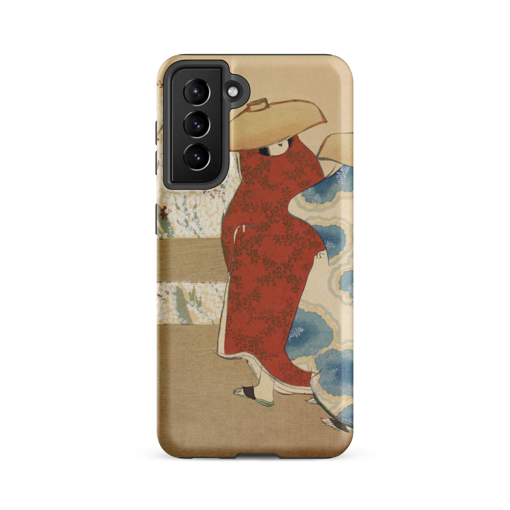 Hanami Season Kamisaka Sekka Meiji Samsung Case, Galaxy S21 Fe / Matte, Smartphone Case Illustration Two Figures Traditional Japanese Attire