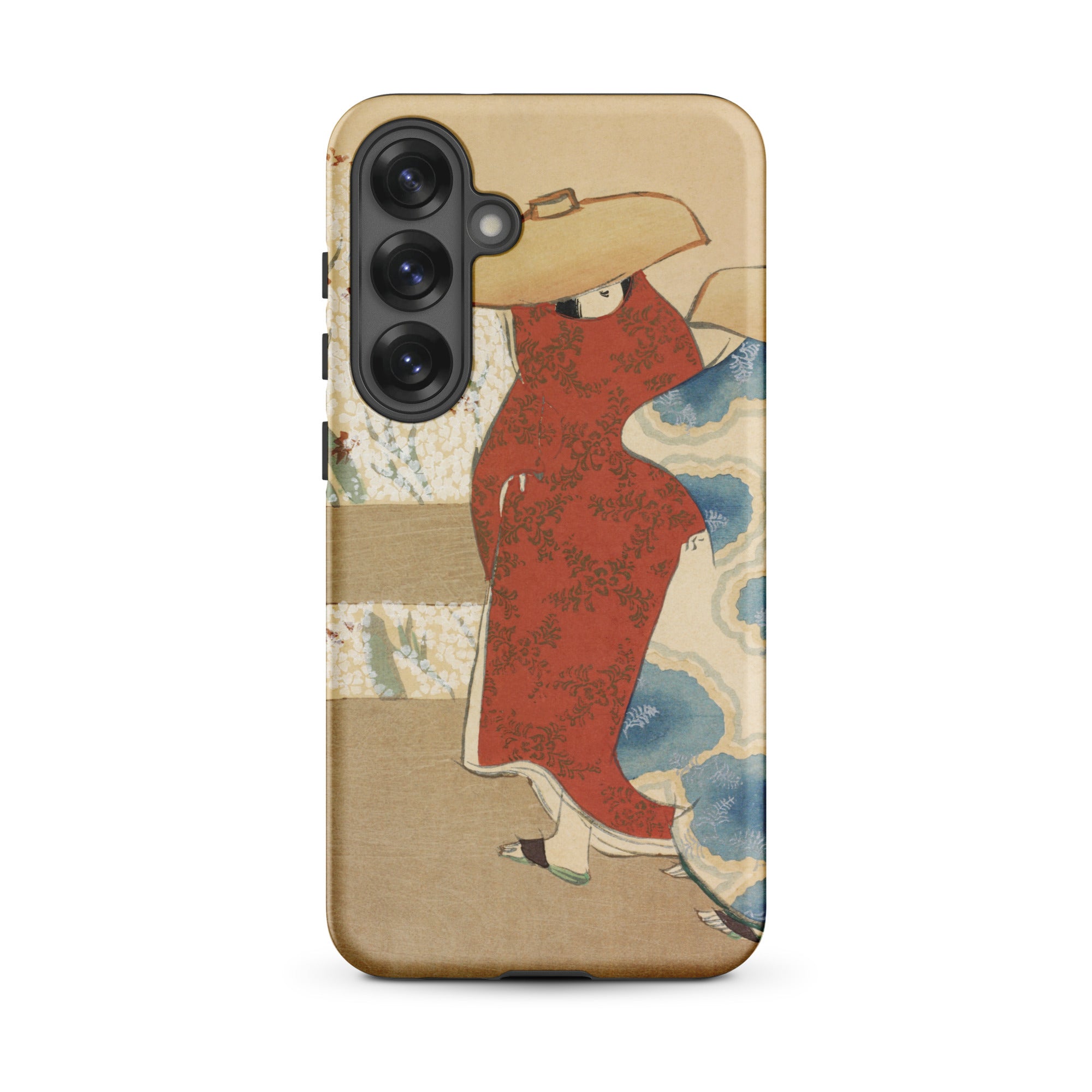Hanami Season Kamisaka Sekka Meiji Samsung Case, Galaxy S25 Plus / Matte, Smartphone Case Stylized Depiction Two People Red Dress