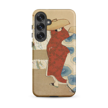 Hanami Season - Kamisaka Sekka Meiji Samsung Case, Galaxy S25 Plus / Matte, Smartphone Case Stylized Depiction Two People Red Dress