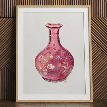 Hand-painted carafe art print in natural frame