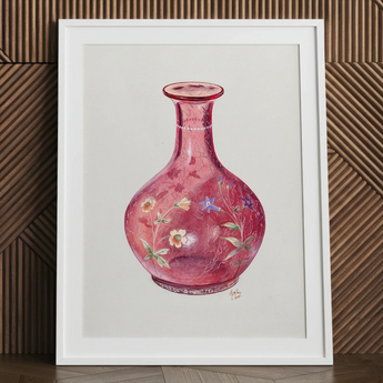 Hand-painted carafe art print by Ralph Atkinson in white frame
