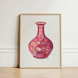 Hand Painted Carafe - Ralph Atkinson Art Print / Canvas Delicate Pink Glass Vase Intricate Floral Patterns Subtle Hand-painted, Atkinson’s