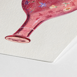 Hand Painted Carafe - Ralph Atkinson Art Print / Canvas Delicate Pink Glass Vase Crackled Texture Hand-painted Floral, Atkinson’s Mastery,