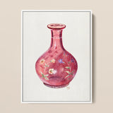 Hand Painted Carafe - Ralph Atkinson Art Print / Canvas Delicate Pink Glass Vase Intricate Floral Patterns Subtle Hand-painted Carafe Art,