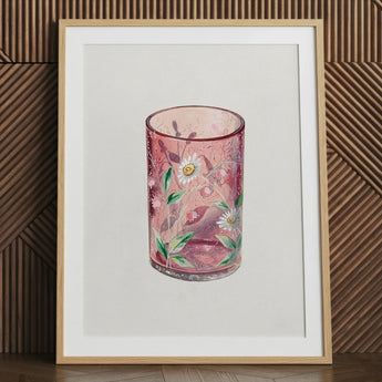 Hand-painted glass art print by Ralph Atkinson, framed