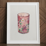 Hand-painted glass art print by Ralph Atkinson with daisies.