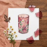 Hand Painted Glass - Ralph Atkinson Art Print / Canvas Pink Crackled Candle Holder Adorned Delicate White Hand-painted, Decorative, Bygone