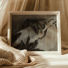 Hands and Horse Skull Alfred Stieglitz Art Print, Framed Black White Photograph Alongside Knitted Fabric