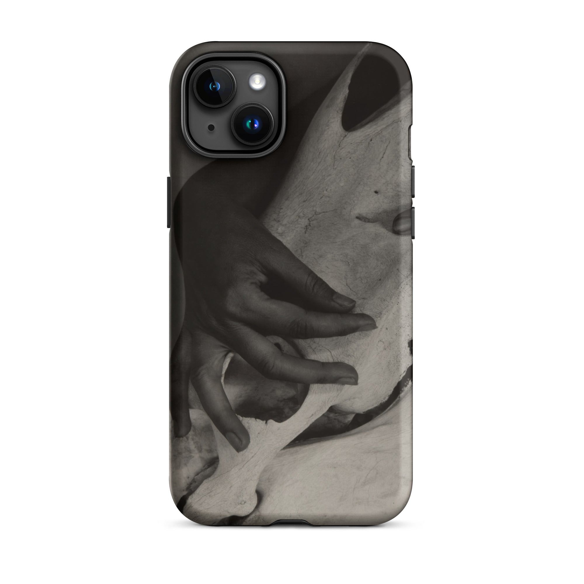 Hands and Horse Skull - Alfred Stieglitz Iphone Case, 15 Plus / Matte, Black Iphone Case Grayscale Art Design