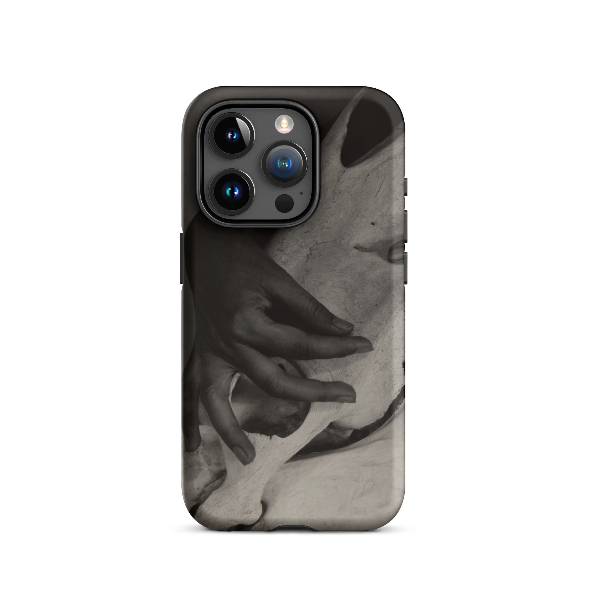 Hands and Horse Skull - Alfred Stieglitz Iphone Case, 15 Pro / Matte, Black-rimmed Phone Case Grayscale Art