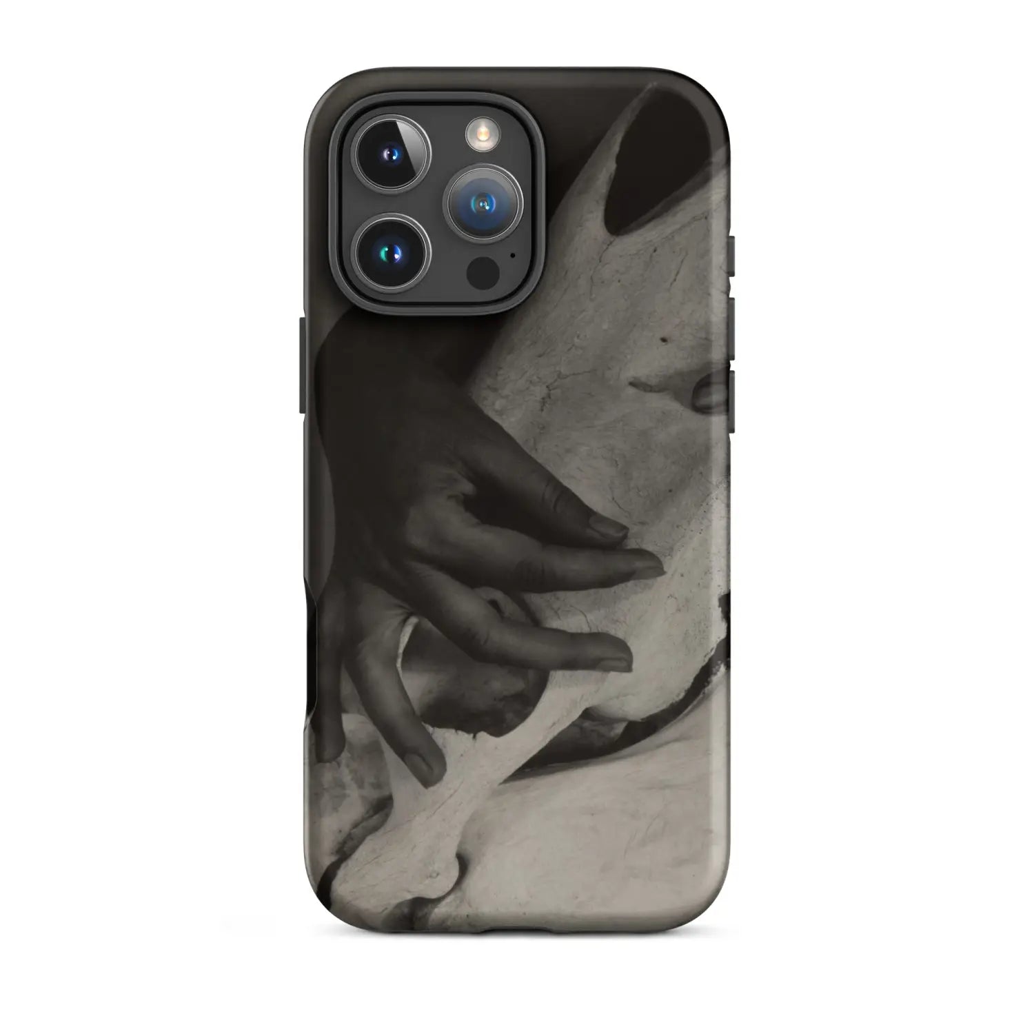Textured black and white iPhone 13 Pro case by Toby Leon for modern art fans