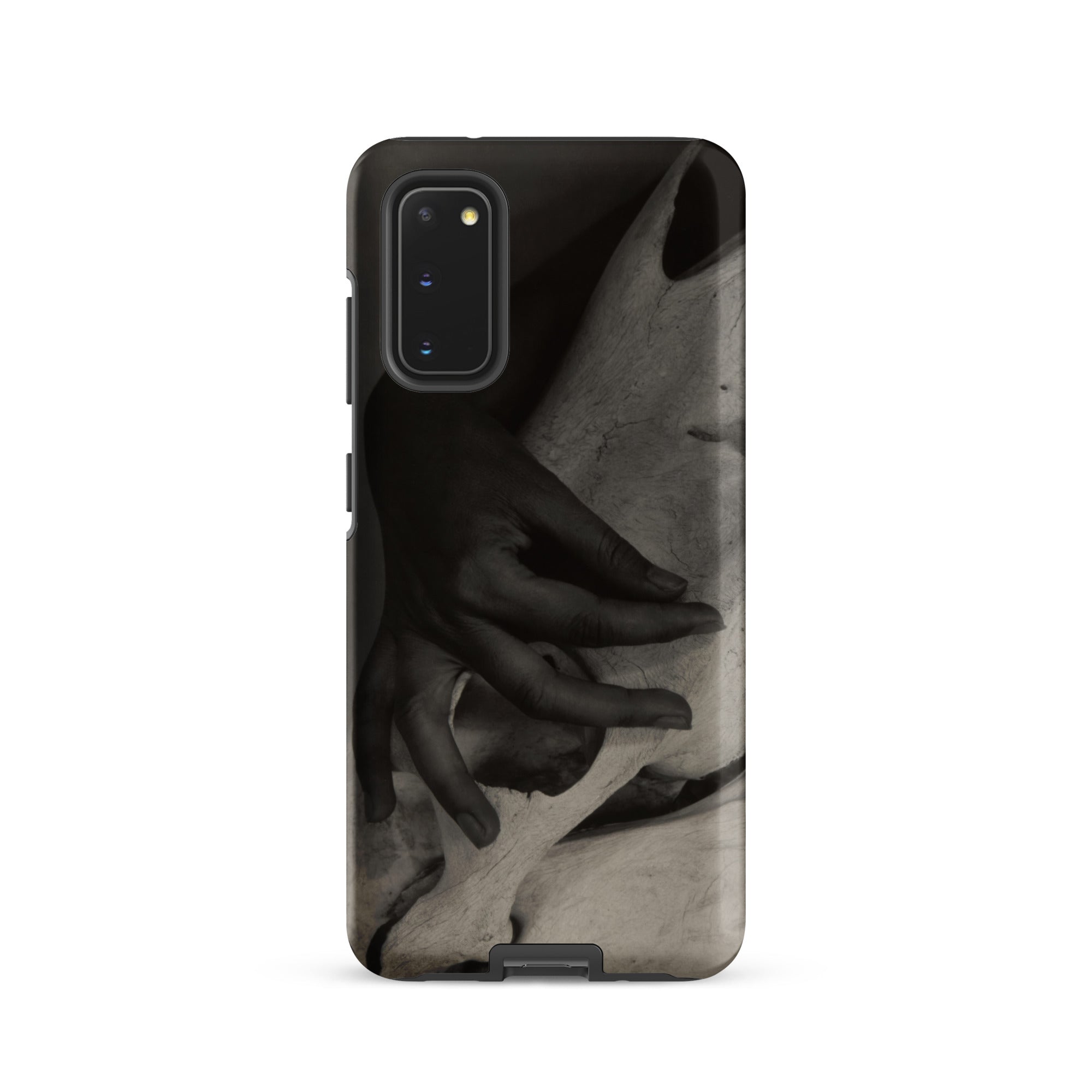 Hands and Horse Skull Alfred Stieglitz Samsung Case, Galaxy S20 / Matte, Black Smartphone Case Monochrome Abstract Design Intertwined Hands