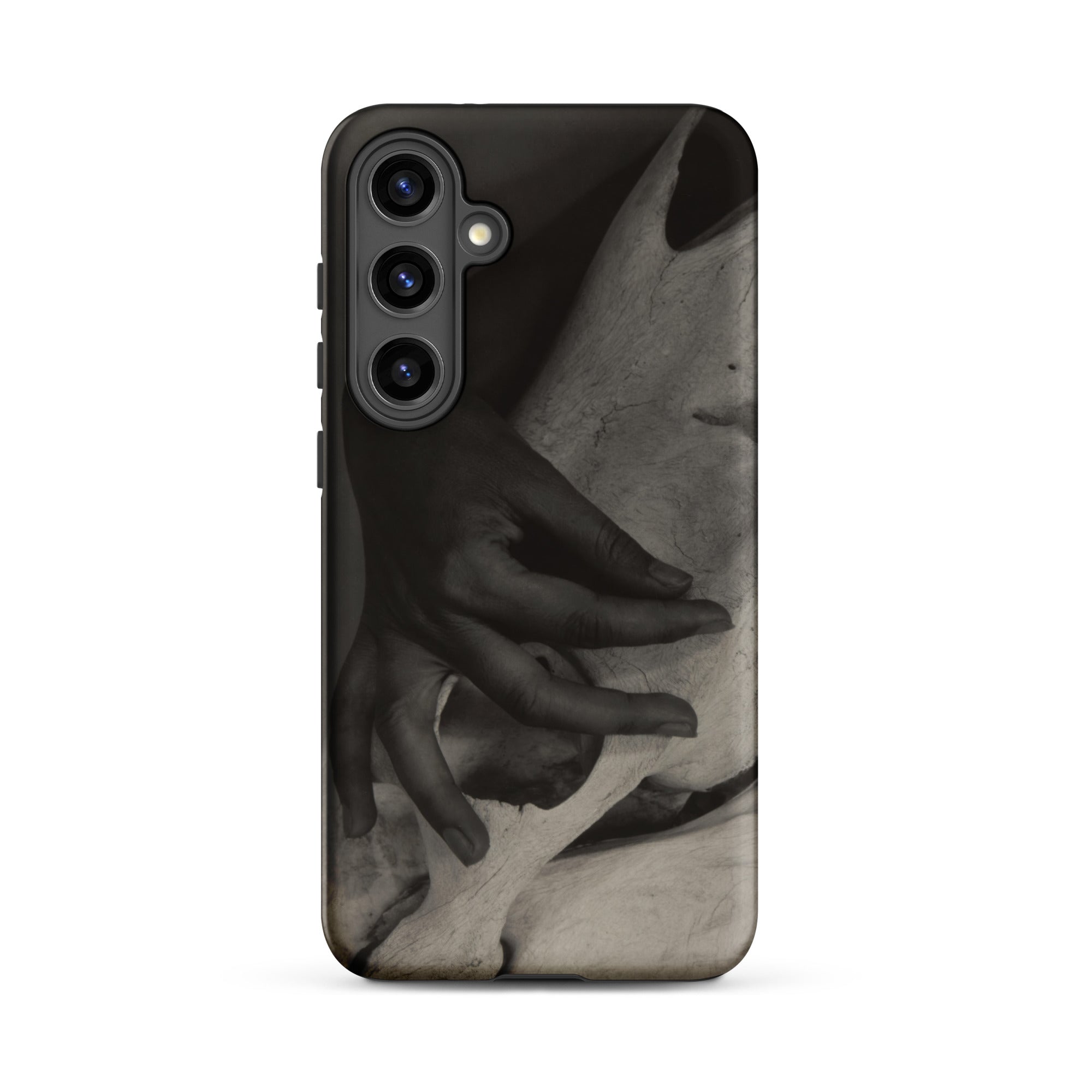 Hands and Horse Skull Alfred Stieglitz Samsung Case, Galaxy S24 Plus / Matte, Smartphone Dark Artistic Case Hands Grayscale Abstract Design