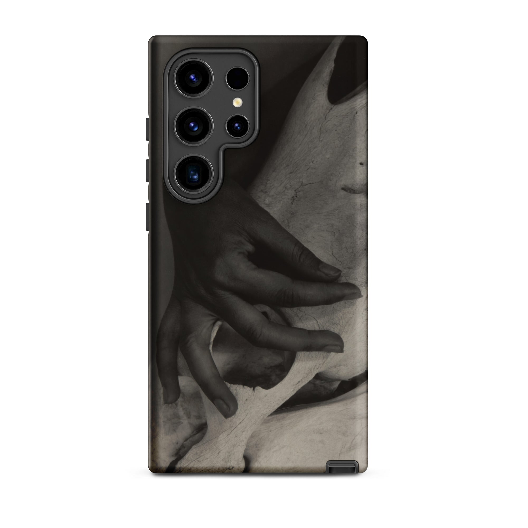Hands and Horse Skull Alfred Stieglitz Samsung Case, Galaxy S24 Ultra / Matte, Smartphone Black White Artistic Case Intertwined Hands