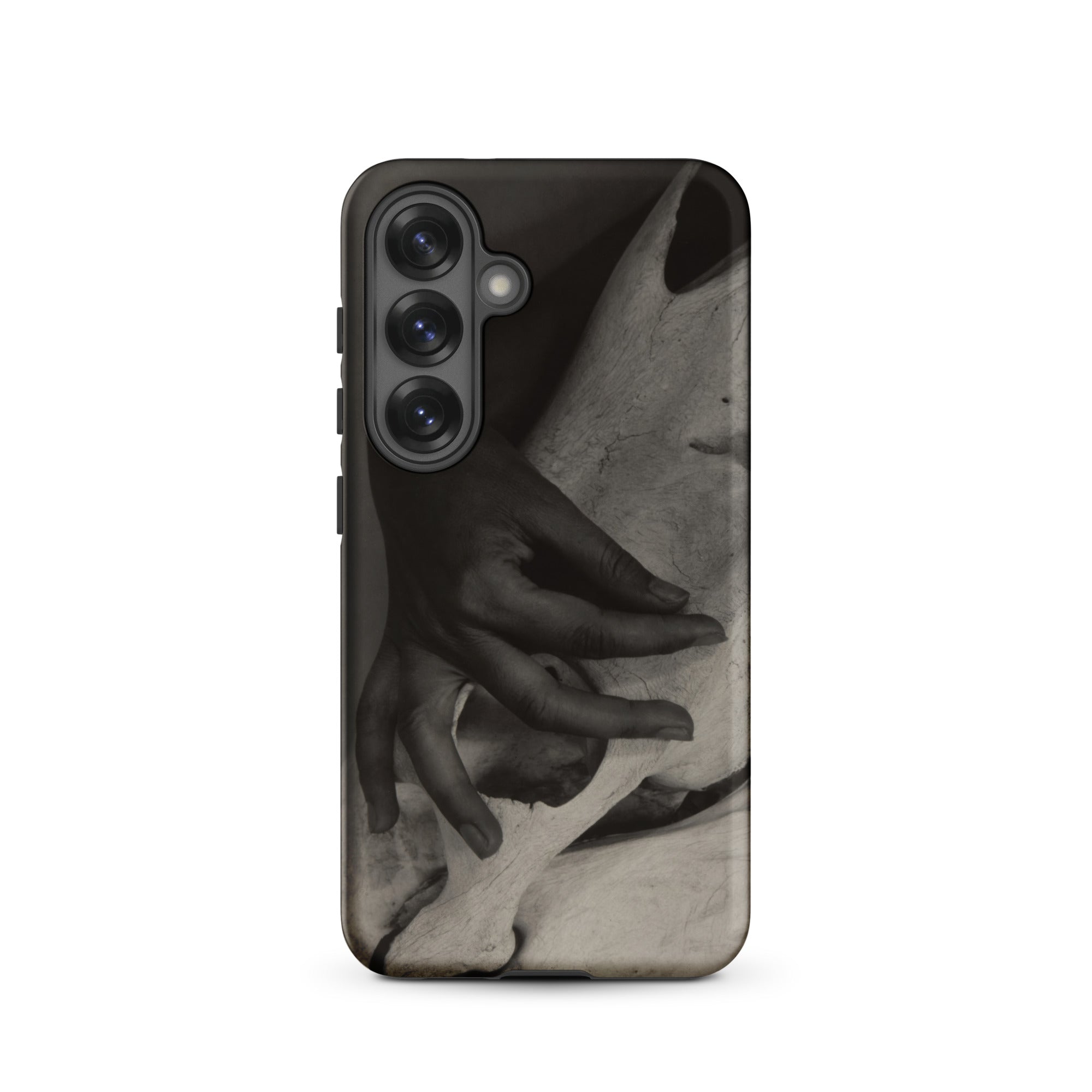 Hands and Horse Skull Alfred Stieglitz Samsung Case, Galaxy S25 / Matte, Smartphone Case Black White Artistic Depiction Hand