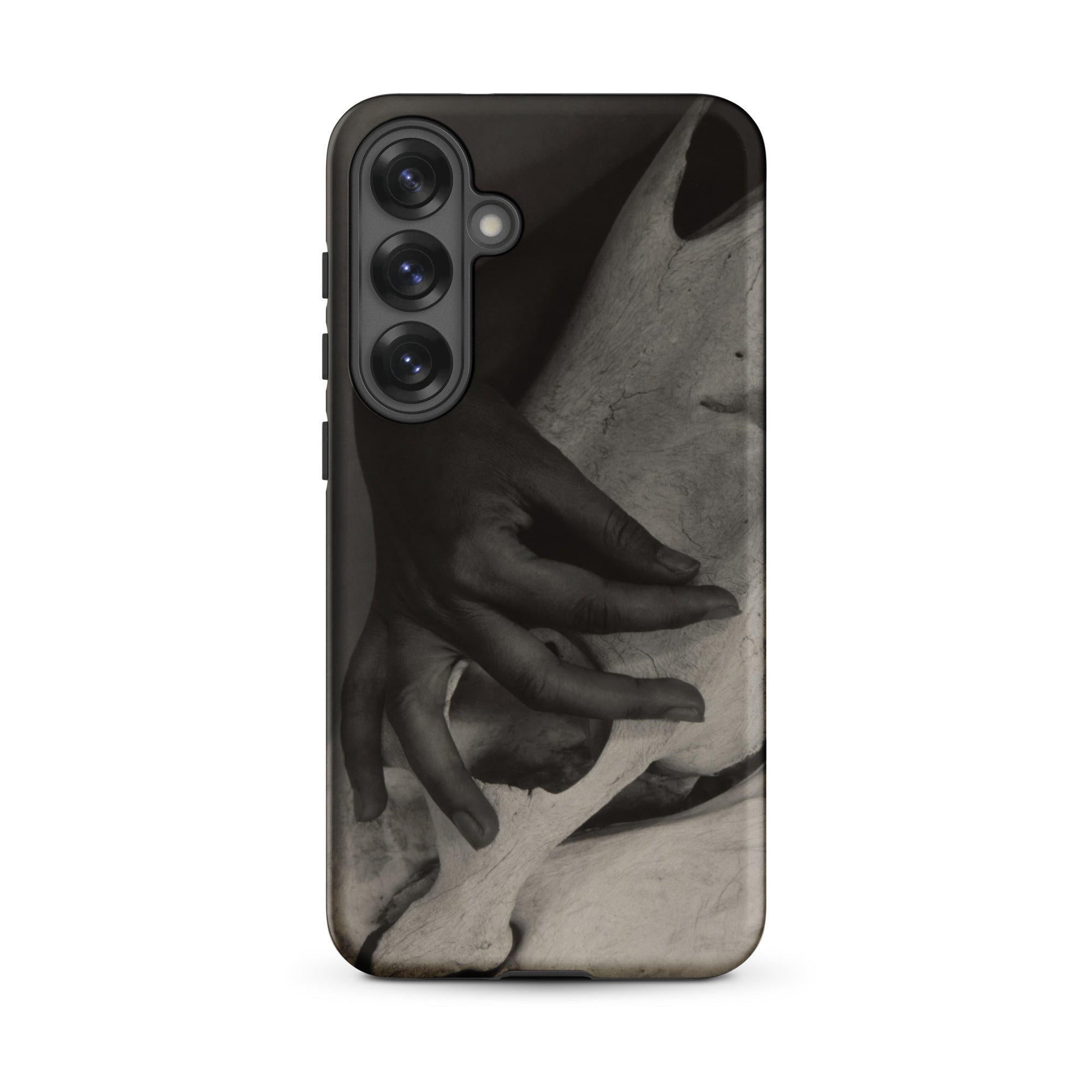 Hands and Horse Skull Alfred Stieglitz Samsung Case, Galaxy S25 Plus / Matte, Smartphone Case Black White Abstract Design Intertwined Hands