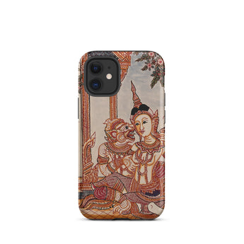 Hanuman & Maiden - Thai Ramayana Iphone Case, 12 Mini / Matte, Phone Case Thai Art