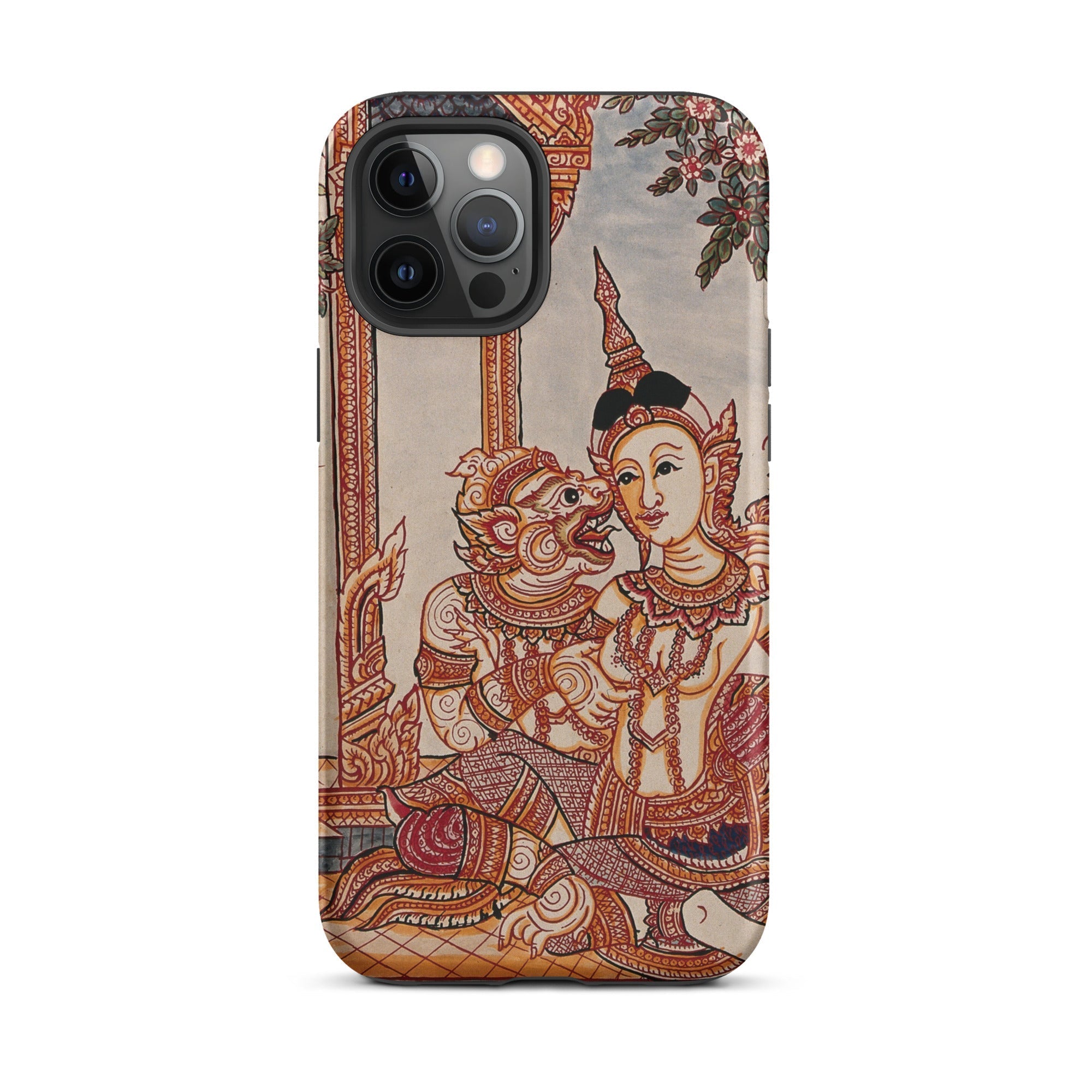 Hanuman & Maiden Thai Ramayana Iphone Case, 12 Pro Max / Matte, Ornate Phone Case Thai Art
