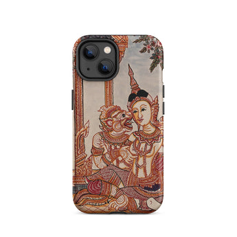 Hanuman & Maiden - Thai Ramayana Iphone Case, 14 / Matte, Phone Case Thai Art