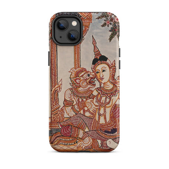 Hanuman & Maiden - Thai Ramayana Iphone Case, 14 Plus / Matte, Phone Case Thai Art