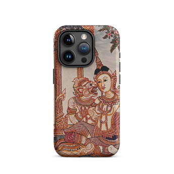 Hanuman & Maiden - Thai Ramayana Iphone Case, 15 Pro / Matte, Phone Case Thai Art