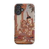 Hanuman & Maiden - Thai Ramayana Iphone Case, 16 Plus / Matte, Phone Case Thai Art