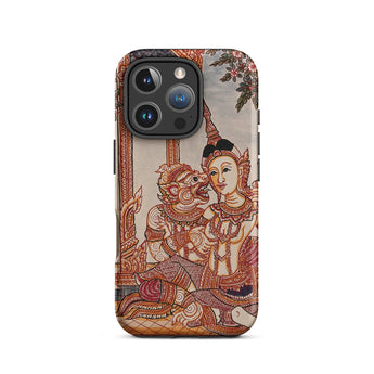 Hanuman & Maiden - Thai Ramayana Iphone Case, 16 Pro / Matte, Phone Case Thai Art