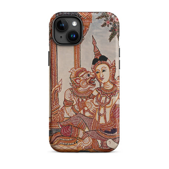 Hanuman & Maiden - Thai Ramayana Phone Case Iphone 15 Plus / Matte Iphone Case Thai Art Ramayana Case, Twilight Realm Caught,