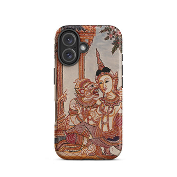 Hanuman & Maiden - Thai Ramayana Phone Case Iphone 16 / Matte Phone Case Thai Art Ramayana Iphone Case, Twilight Realm Caught,