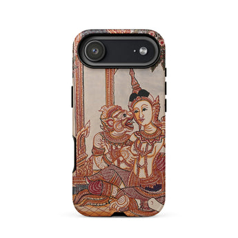 Hanuman & Maiden - Thai Ramayana Phone Case Iphone 17 Air / Matte Phone Case Intricate Thai Art Design Vibrant Orange Ramayana Iphone Case,
