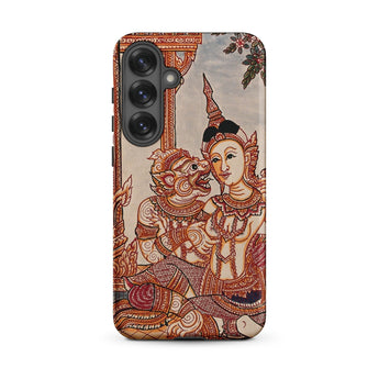 Hanuman & Maiden - Thai Ramayana Phone Case Samsung Galaxy S25 Plus / Matte Phone Case Intricate Traditional Thai-style Illustration Woman