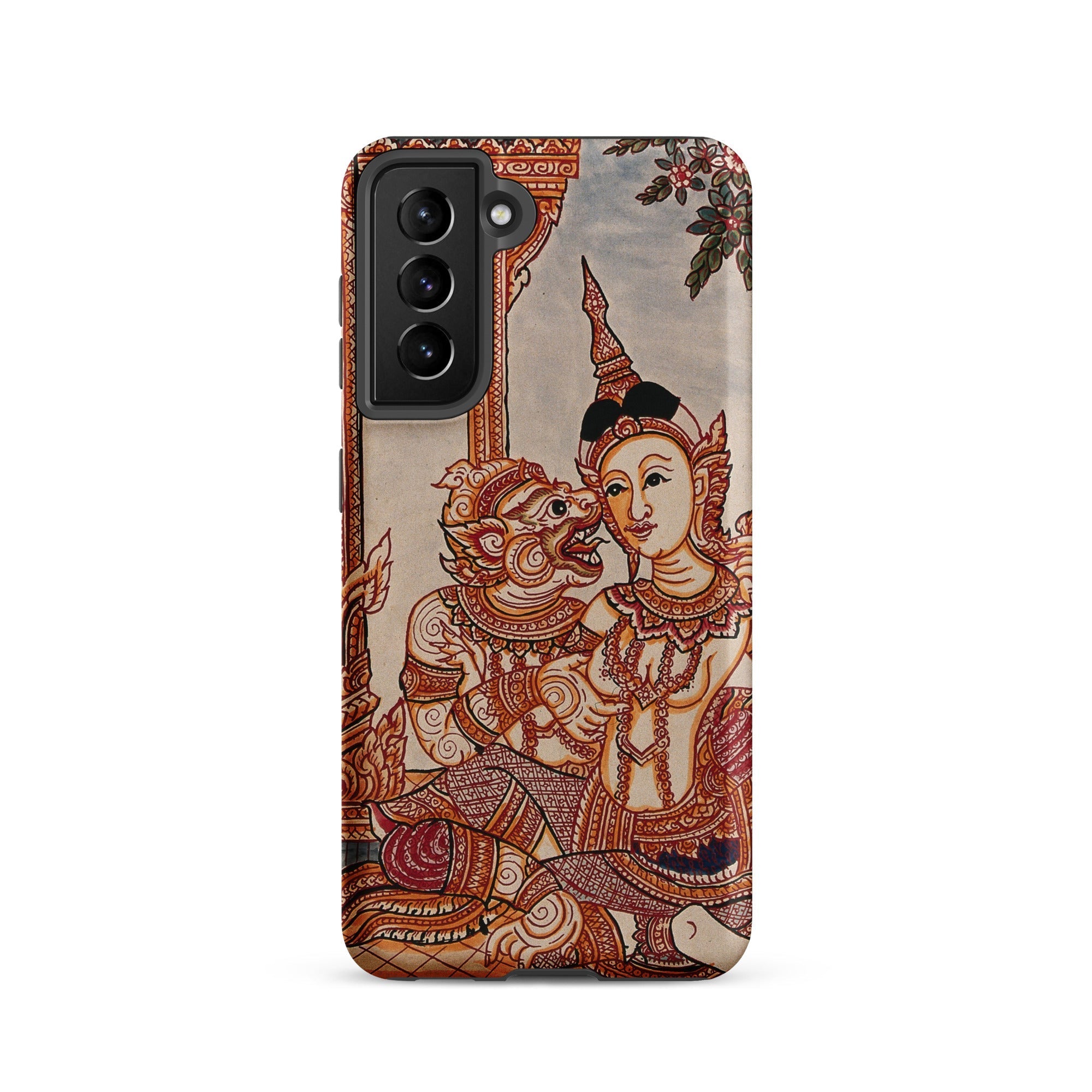 Hanuman & Maiden Thai Ramayana Samsung Case, Galaxy S21 / Matte, Phone Case Traditional Thai Painting Mythical Creature Human