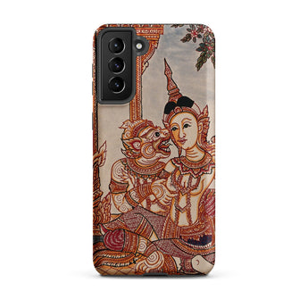 Hanuman & Maiden - Thai Ramayana Samsung Case, Galaxy S21 Plus / Matte, Phone Case Traditional Thai Painting Monkey-like Figure Human-like