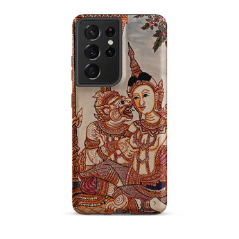 Hanuman & Maiden - Thai Ramayana Samsung Case, Galaxy S21 Ultra / Matte, Phone Case Traditional Thai Art Design Two Figures