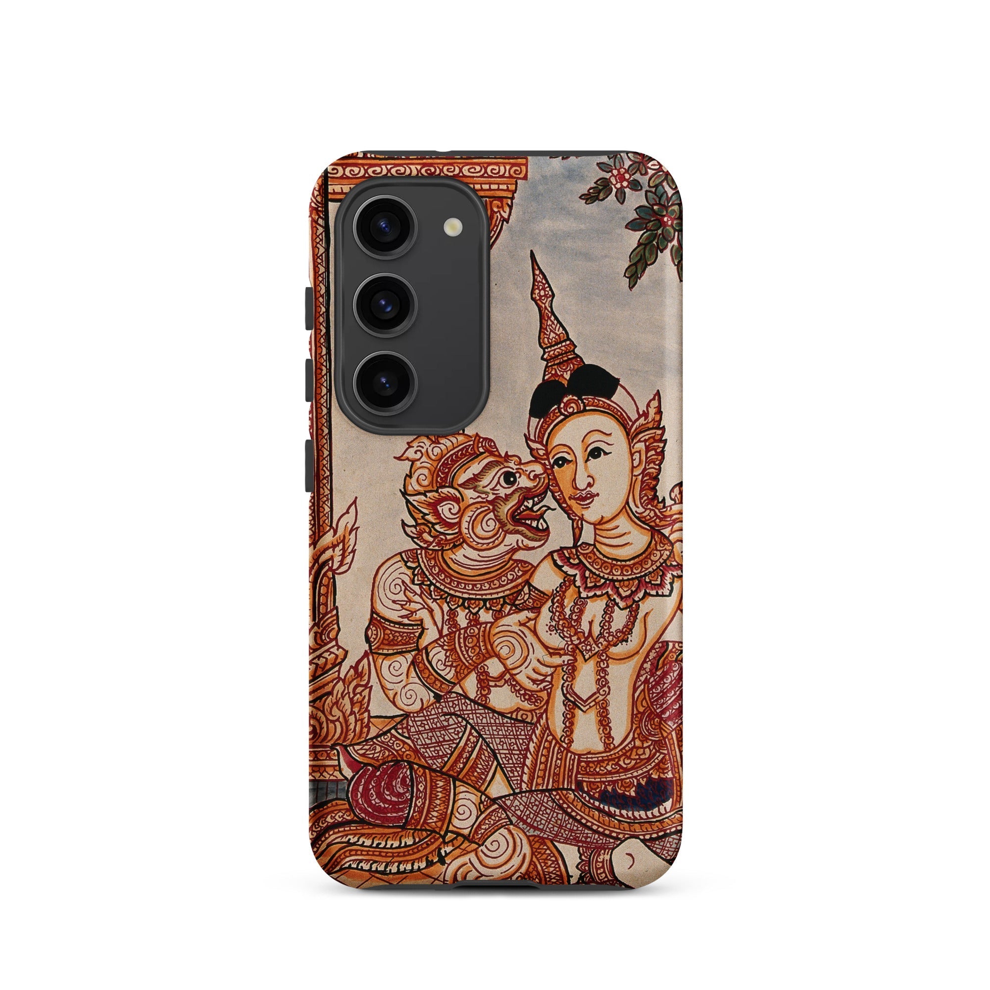 Hanuman & Maiden Thai Ramayana Samsung Case, Galaxy S23 / Matte, Smartphone Case Traditional Thai Art Mythical Figure Human