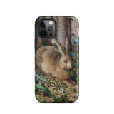A Hare in the Forest - Hans Hoffman Iphone Case, 12 Pro / Matte, Iphone Case Nature-themed Illustration Rabbit Butterflies