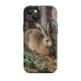 A Hare in the Forest - Hans Hoffman Iphone Case, 14 Plus / Matte, Iphone Case Nature-themed Illustration Rabbit Leaves