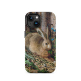A Hare in the Forest - Hans Hoffman Iphone Case, 15 / Matte, Iphone 14 Case Rabbit Butterflies Design