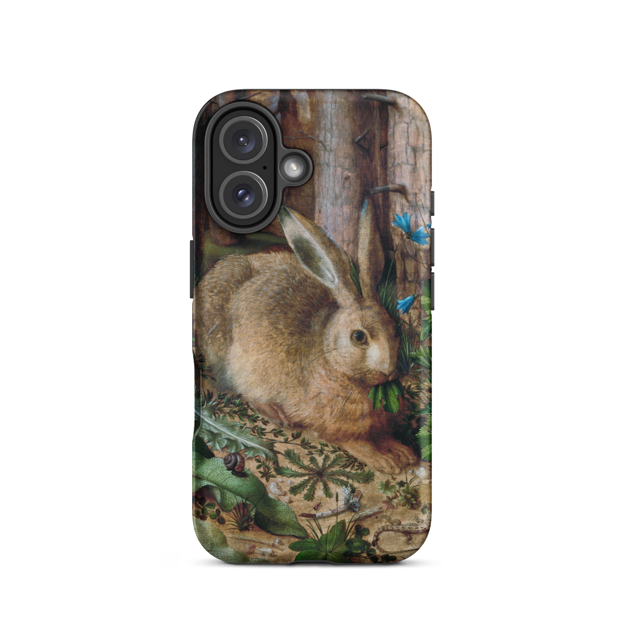 A Hare in the Forest Hans Hoffman Iphone Case, 16 / Matte, Phone Case Hare Blue Butterflies Design